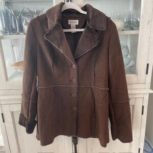 ALFANI PRE-OWNED BROWN PLUSH COAT JACKET SIZE M